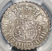 1760 PCGS XF 45 Mexico 2 Reales Chales III Pillars Globes Silver Coin (20081302C)