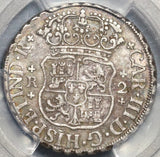 1760 PCGS XF 45 Mexico 2 Reales Chales III Pillars Globes Silver Coin (20081302C)