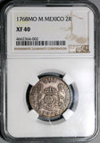 1768 NGC XF 40 Mexico 2 Reales Charles III Pillars Globes Silver Coin POP 1/1 (20092402C)
