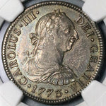 1773 NGC AU 58 Mexico 2 Reales Charles III Spain Colony Silver Portrait POP 1/4 Coin (21121103C)