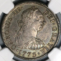 1773 NGC AU 58 Mexico 2 Reales Charles III Spain Colony Silver Portrait POP 1/4 Coin (21121103C)
