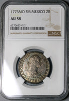 1773 NGC AU 58 Mexico 2 Reales Charles III Spain Colony Silver Portrait POP 1/4 Coin (21121103C)