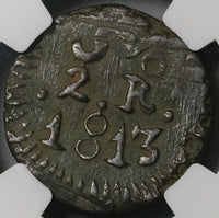 1813 NGC AU Mexico Oaxaca Sud 2 Reales Morelos War Independence Coin (22113004C)