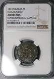 1813 NGC AU Mexico Oaxaca Sud 2 Reales Morelos War Independence Coin (22113004C)