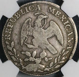 1826-Ga NGC F 12 Mexico 2 Reales Guadalajara Cap Rays Silver Coin (21102703C)