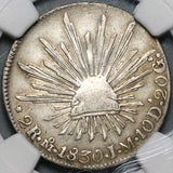 1830-Mo NGC VF Det Mexico City 2 Reales Cap Rays Silver Rare Coin (21110703C)