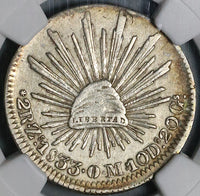 1833-Zs NGC XF 45 Mexico 2 Reales Zacatecas Cap Rays Silver Coin (21102705C)