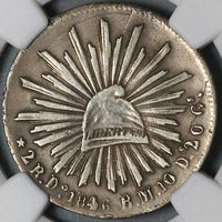 1846/36-Do NGC VF Det Mexico 2 Reales Durango Rare Overdate Silver Coin (21100902C)