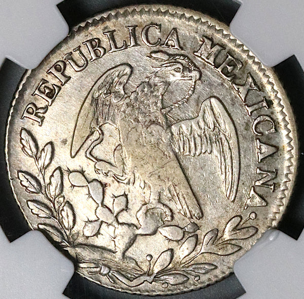 1849-Go NGC AU 50 Mexico 2 Reales Guanajuato Mint Silver Coin