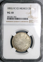 1852/1 NGC VG 10 Mexico 2 Reales Overdate Culiacan Silver Coin (21081703D)