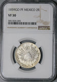 1859-Go NGC VF 30 Mexico 2 Reales Guanajuato Mint Silver Coin (21092203C)