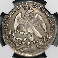 1861-C NGC XF 40 Mexico 2 Reales Culiacan Cap Rays Silver Coin (21111304C)