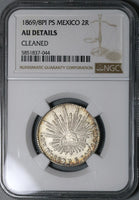 1869/8-Pi NGC AU Det Mexico 2 Reales Potosi Overdate Cap Rays Coin (21111302C)