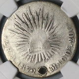 1872-A NGC Good Mexico 2 Reales Alamos Mint Rare 15K Silver Coin (23032605C)