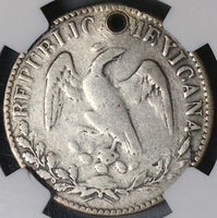 1872-A NGC Good Mexico 2 Reales Alamos Mint Rare 15K Silver Coin (23032605C)