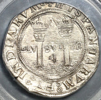 1542-Mo L PCGS AU 53 Mexico 4 Reales Carlos & Joanna Spain Colonial Coin (21111601C)