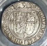 1542-Mo L PCGS AU 53 Mexico 4 Reales Carlos & Joanna Spain Colonial Coin (21111601C)