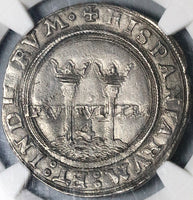 1542-M NGC AU 55 Mexico 4 Reales Carlos Joanna Spain Colonial Coin (21102601D)