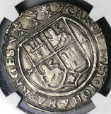 1542-M NGC AU 55 Mexico 4 Reales Carlos Joanna Spain Colonial Coin (21102601D)