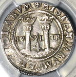 1554-Mo O PCGS AU 55 Mexico 4 Reales Carlos & Joanna Silver Spain Colonial Coin (21071501D)