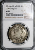 1814-Ga NGC VF 25 Mexico 4 Reales War Independence Scarce Guadalajara Silver Coin (19121502C)