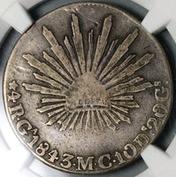 1843-Ga NGC F 12 Mexico 4 Reales Guadalajara Cap Rays Silver Coin (23040103C)