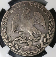 1843-Ga NGC F 12 Mexico 4 Reales Guadalajara Cap Rays Silver Coin (23040103C)