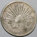 1844-Zs Mexico 4 Reales Zacatecas Mint Fine Silver Cap Rays Coin (24042401R)