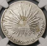 1862-Zs NGC Fine Mexico 4 Reales Zacatecas Mint Cap Rays Silver Coin (23040105C)