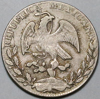 1863-Mo Mexico 4 Reales VF City Rare Cap Rays Silver Coin (23123102R)