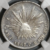 1867-Ho NGC XF Det Mexico 4 Reales Rare Hermosillo Mint Silver Coin (19122902C)