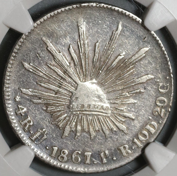 1867-Ho NGC XF Det Mexico 4 Reales Rare Hermosillo Mint Silver Coin (19122902C)