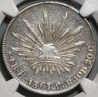 1867-Ho NGC XF Det Mexico 4 Reales Rare Hermosillo Mint Silver Coin (19122902C)