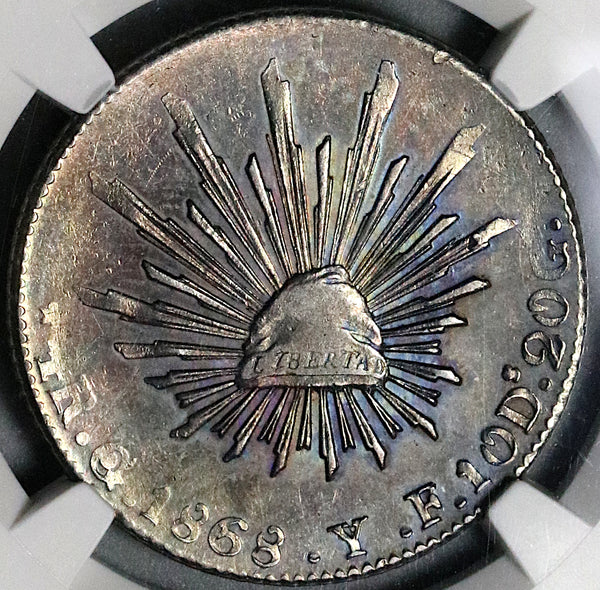 1868/58 Go NGC AU Mexico 4 Reales Guanajuato Overdate Silver Coin  (23011403C)