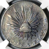 1868/58 Go NGC AU Mexico 4 Reales Guanajuato Overdate Silver Coin  (23011403C)