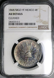 1868/58 Go NGC AU Mexico 4 Reales Guanajuato Overdate Silver Coin  (23011403C)