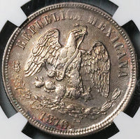 1876-As NGC AU Mexico 50 Centavos Alamos Mint Balance Scale Silver Coin (23031404C)