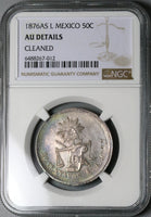 1876-As NGC AU Mexico 50 Centavos Alamos Mint Balance Scale Silver Coin (23031404C)