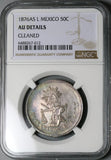 1876-As NGC AU Mexico 50 Centavos Alamos Mint Balance Scale Silver Coin (23031404C)