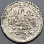 1876-As Dot Mexico 50 Centavos Alamos Mint Balance Scale Silver Coin (23021602R)