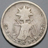 1877-Do Mexico 50 Centavos Durango 2k Rare Silver Coin (22080701R)
