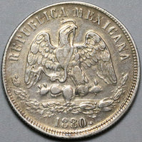1880-As Dot Mexico 50 Centavos XF Alamos Mint Balance Scale Silver Coin (23122809R)