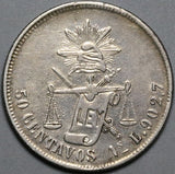 1880-As Dot Mexico 50 Centavos XF Alamos Mint Balance Scale Silver Coin (23122809R)