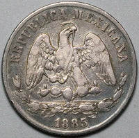 1885-As Mexico 50 Centavos AXF Alamos Mint 21K Balance Scale Silver Coin (23122810R)