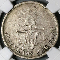 1885/3-Cn NGC VF Mexico 50 Centavos Culican Mint Balance Scale Silver 9k Coin (23041801C)