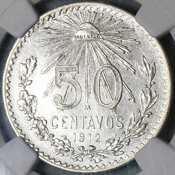 1912 NGC UNC Det Mexico 50 Centavos Silver Coin (22101101C)