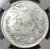 1912 NGC UNC Det Mexico 50 Centavos Silver Coin (22101101C)