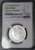 1912 NGC UNC Det Mexico 50 Centavos Silver Coin (22101101C)
