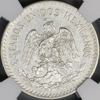 1913/07 NGC AU Det Mexico 50 Centavos Rare Overdate Silver Coin (21090604C)