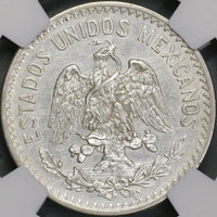 1913/07 NGC AU Det Mexico 50 Centavos Rare Overdate Silver Coin (21090604C)